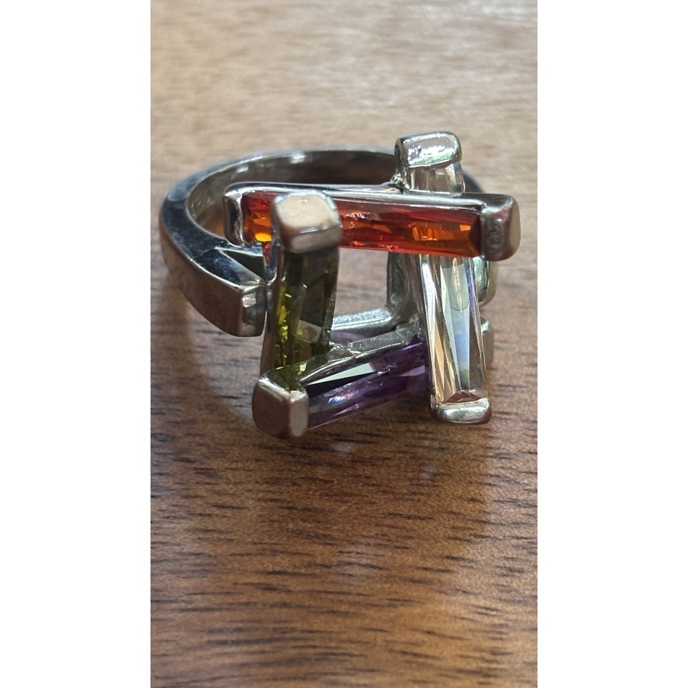 Ring with a Striking Multicolored Design . New. Size 6.5 18k GE